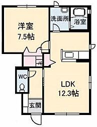 ヒカリハイツ B 1階1LDKの間取り