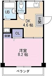T・Sハイツ 1DKの間取図画像