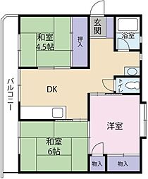 平野マンション 3DKの間取図画像