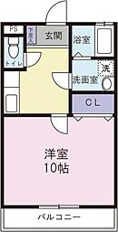 ファミール西町 1DKの間取図画像