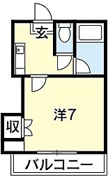 リバティ富田橋 1Kの間取図画像