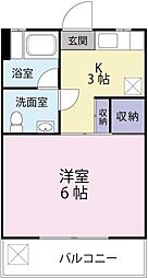 山城ハイツ 1Kの間取図画像
