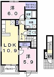 アンジェリカ・セカンド 2LDKの間取図画像