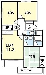 ローレルハイツかちどき 3LDKの間取図画像