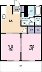 フレグランス蔵本 1階2DKの間取り