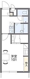 レオパレスユーカリ 2階1Kの間取り