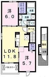 エヴェリーナ3 2LDKの間取図画像