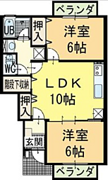 ヨーロピアンシャレー芝B 2LDKの間取図画像