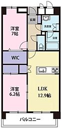 La Luce 南昭和 1階2LDKの間取り