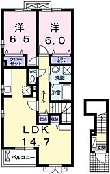 ロータス南島田D 2LDKの間取図画像