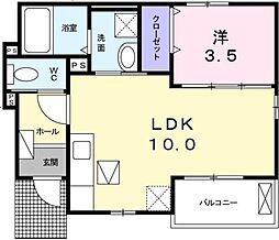 サンライズ矢三 1階1LDKの間取り