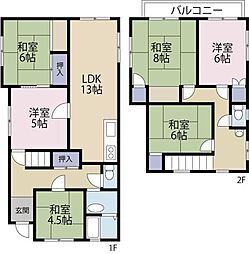 新浜本町4丁目戸建 1階6LDKの間取り