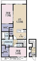 Belle Lead 東吉野 B棟 2階2LDKの間取り