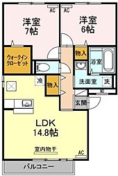 セレーノ 弐番館 1階2LDKの間取り
