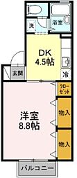 セジュール長尾 1階1DKの間取り