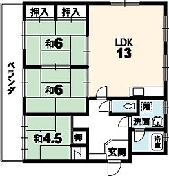 西山ハイツ 3LDKの間取図画像