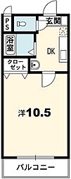 ププレ富田橋 5階1Kの間取り