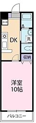 プレサージュ川内 2階1DKの間取り