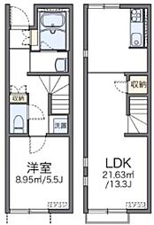 レオネクストヴィラ須賀 1LDKの間取図画像