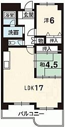 ガーデンハウス5 6階2LDKの間取り