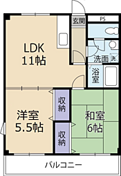 第2郡ハイツ 2LDKの間取図画像