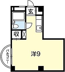 アメリカンパレス ワンルームの間取図画像