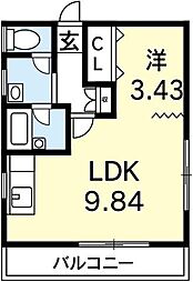 カーサセルベ 1LDKの間取図画像