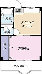 ヴィラージュ末広 1DKの間取図画像