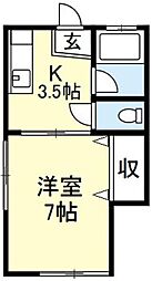 ユニヴァコートSAKO 1Kの間取図画像