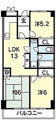 エスポアール石橋 3LDKの間取図画像