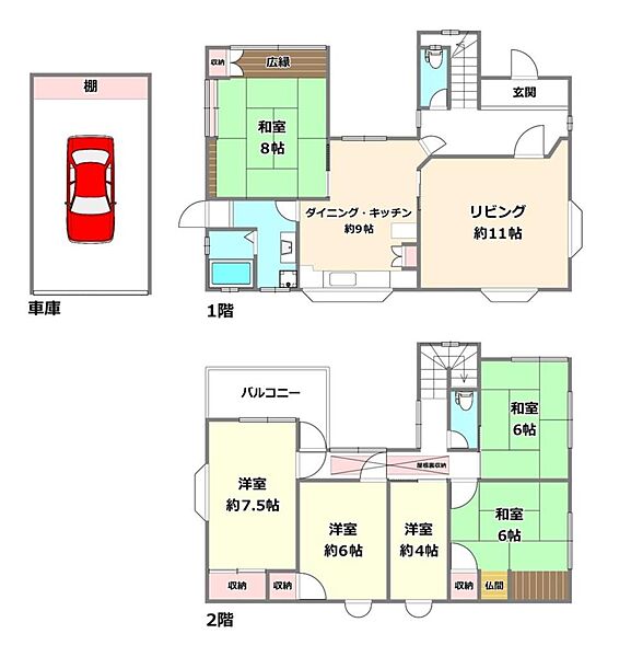 4480万円、6LDK、土地面積175.66m2、建物面積167.76m2 6LDK、車庫有りです