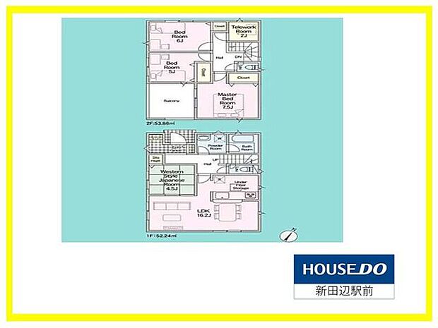 4LDK、リビングは16.2帖、駐車場は2台