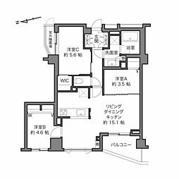 中野文園パークハウス 3LDKの間取図画像
