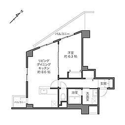 ライオンズガーデン幡ヶ谷 1LDKの間取図画像