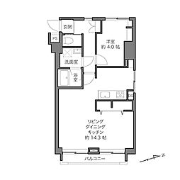 パールハイツ桜上水 1LDKの間取図画像
