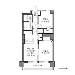 日商岩井方南町マンション 2DKの間取図画像