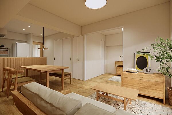 LDKのお隣には洋室2とサービスルームがあり、洋室Aの扉を開け放てば、より広々と空間を使うことができます。※CGイメージ