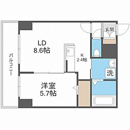 レゾ札幌 6階1LDKの間取り