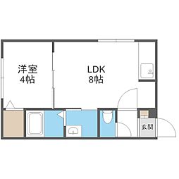 ラフィーネ西町北 2階1LDKの間取り