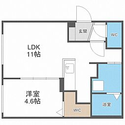 ｖａｌｌｅｓｔ222 1階1LDKの間取り