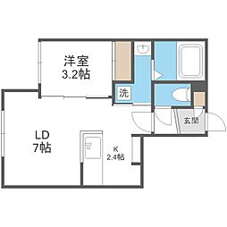 ｍｏｄｅｒｎｏ　ＨＡＳＳＡＭＵ 3階1LDKの間取り