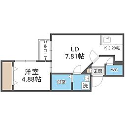 ディスティーノレジデンシア715 4階1LDKの間取り