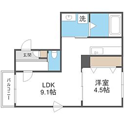 プルミエ福住 3階1LDKの間取り