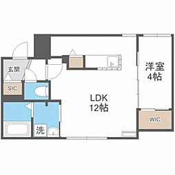 ＡＯＲＩＯ円山裏参道 1階1LDKの間取り