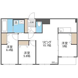 ＦＲＡＮＺ　ＴＳＵＫＩＳＡＭＵ　ＫＯＥＮ 2階3LDKの間取り