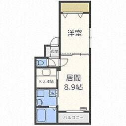 フローリッシュ 3階1LDKの間取り