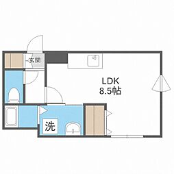 ｃｏｆｆｒｅｔ東札幌42 4階ワンルームの間取り