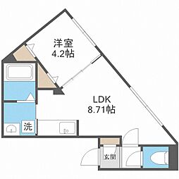 レジデンス菊水 5階1LDKの間取り
