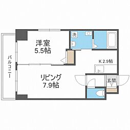 コンフォート豊平 3階1LDKの間取り