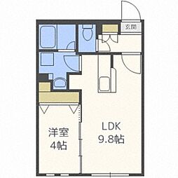 グランドサクセス北6条 3階1LDKの間取り